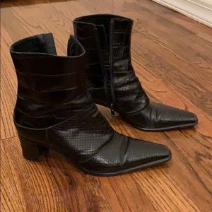 Via Spiga black leather reptile boots